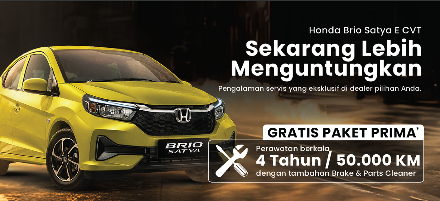 Honda Brio Satya E CVT Kini Lebih Menguntungkan dengan Gratis Paket Prima hingga 4 Tahun